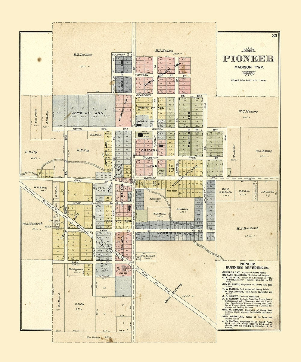 1894 Map of Pioneer Williams County Ohio