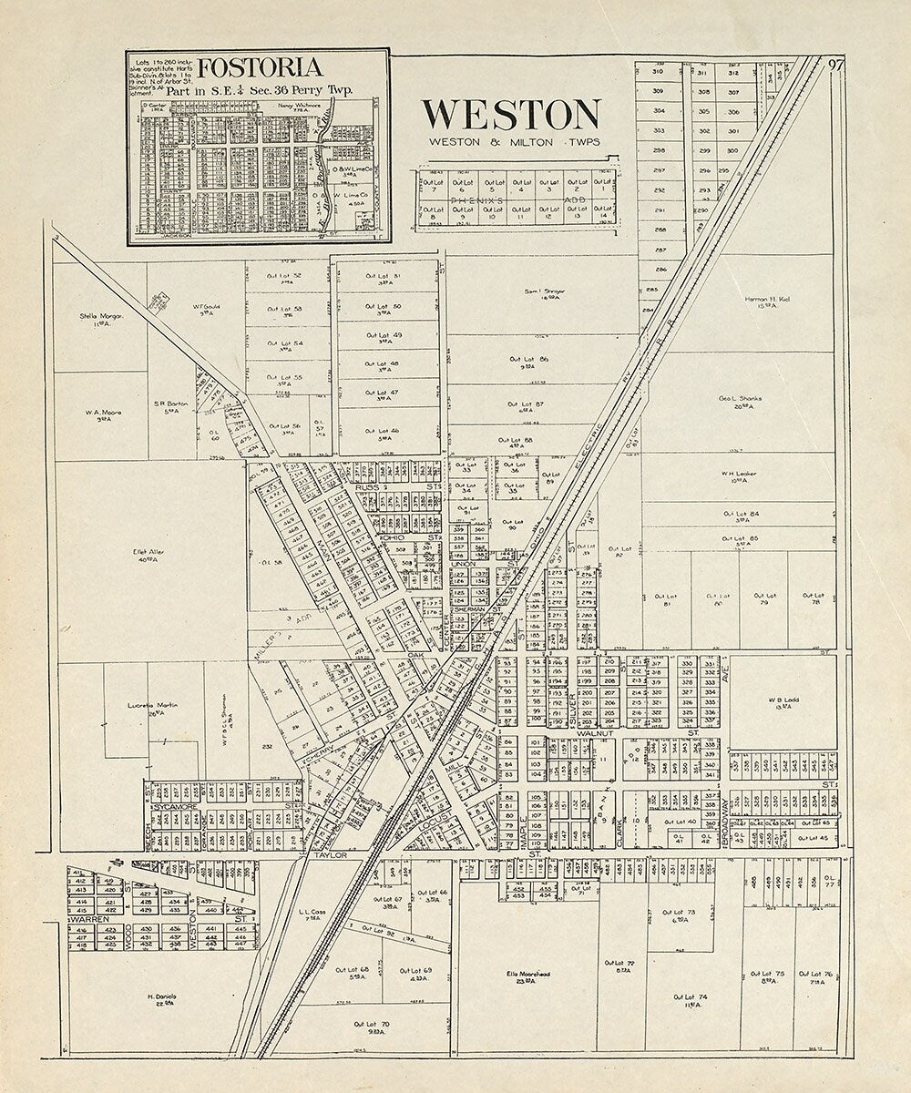 1912 Map of Weston Wood County Ohio