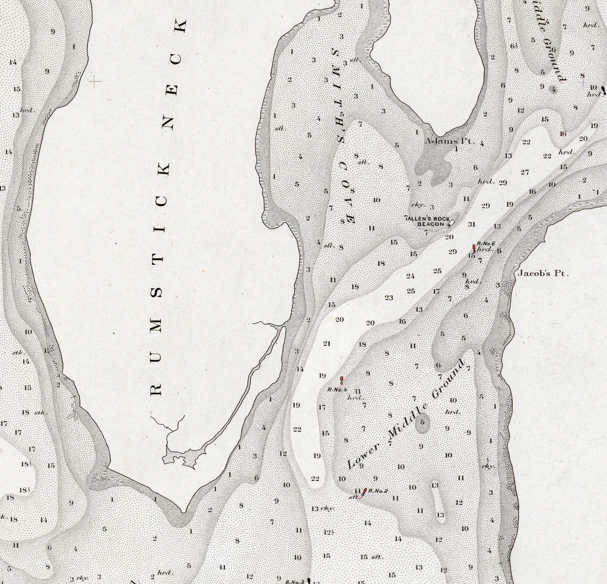 1866 Nautical Chart of Warren River Rhode Island