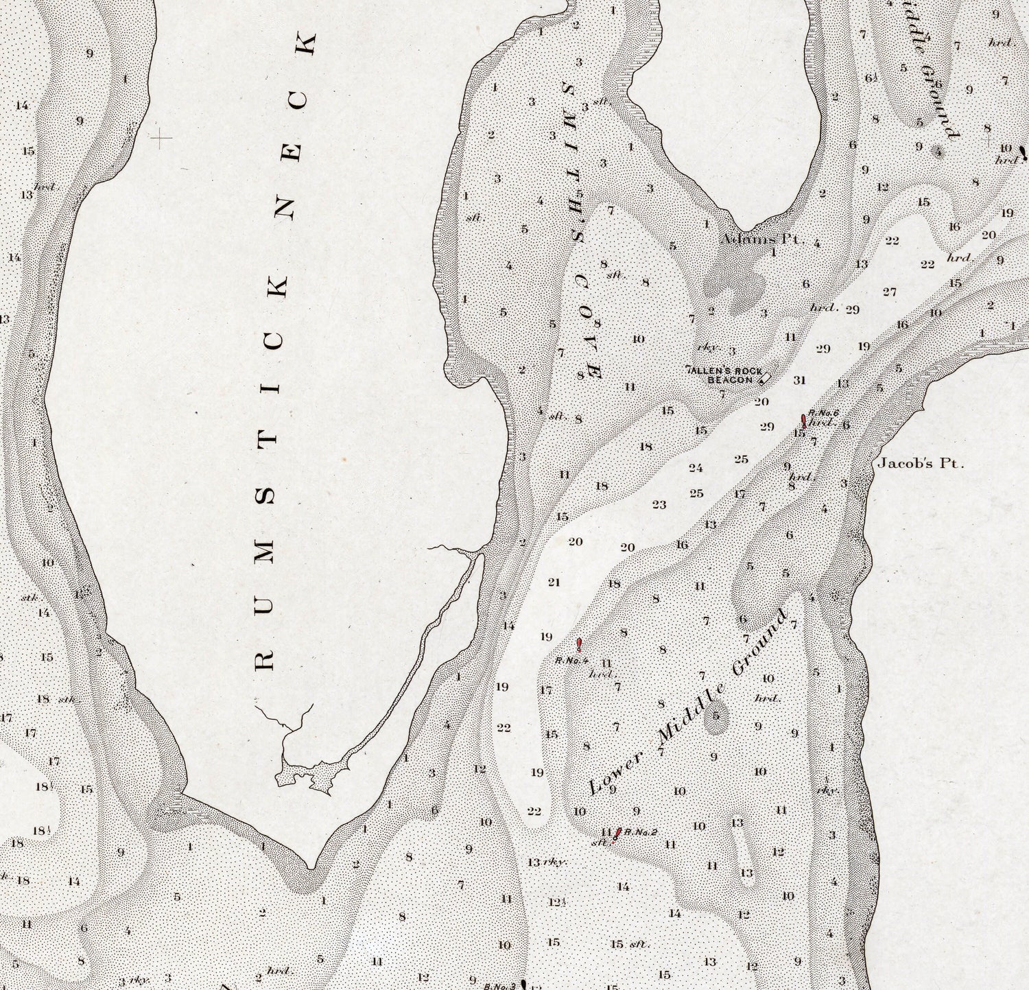 1866 Nautical Chart of Warren River Rhode Island