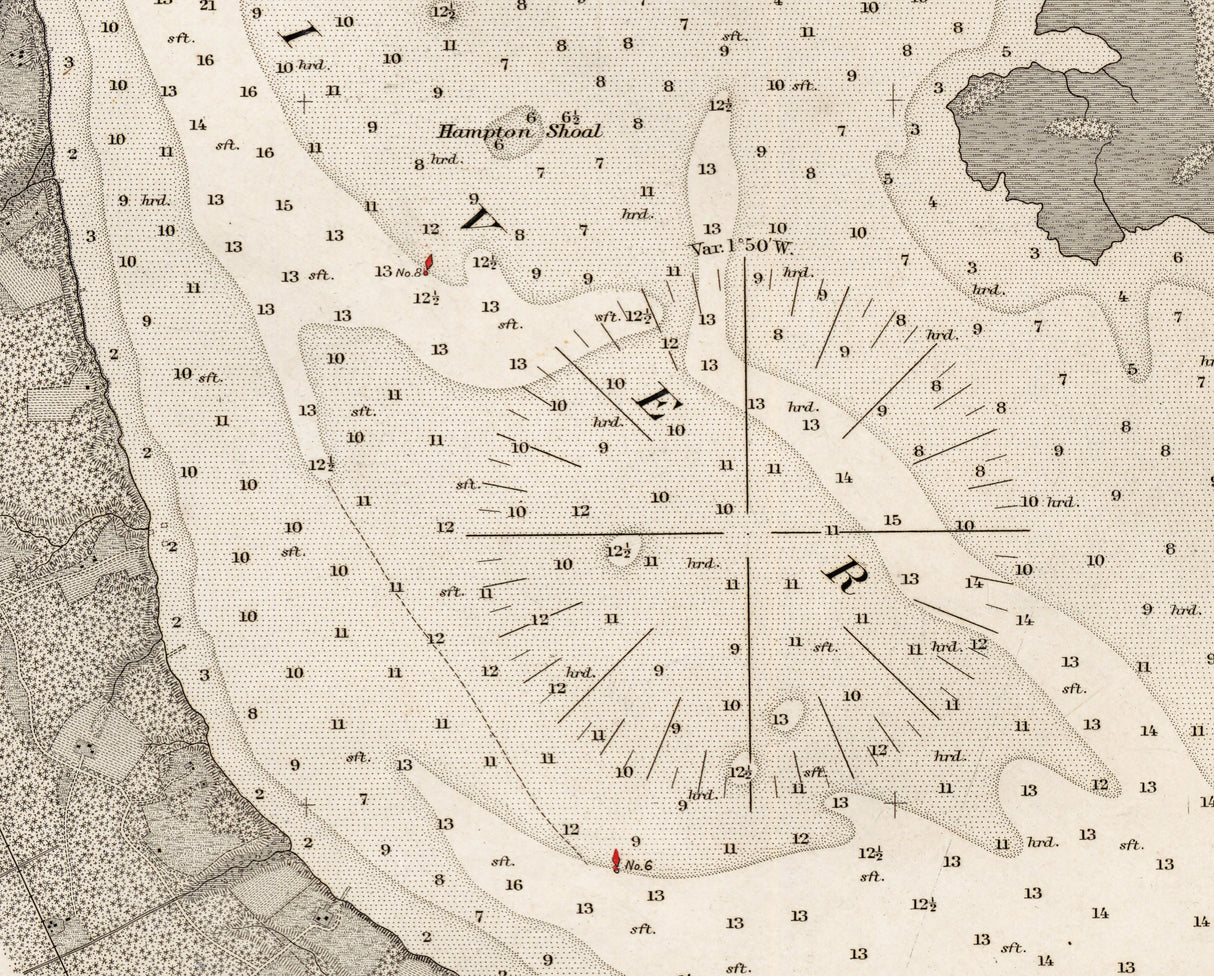1867 Nautical Chart of Port of New Berne North Carolina