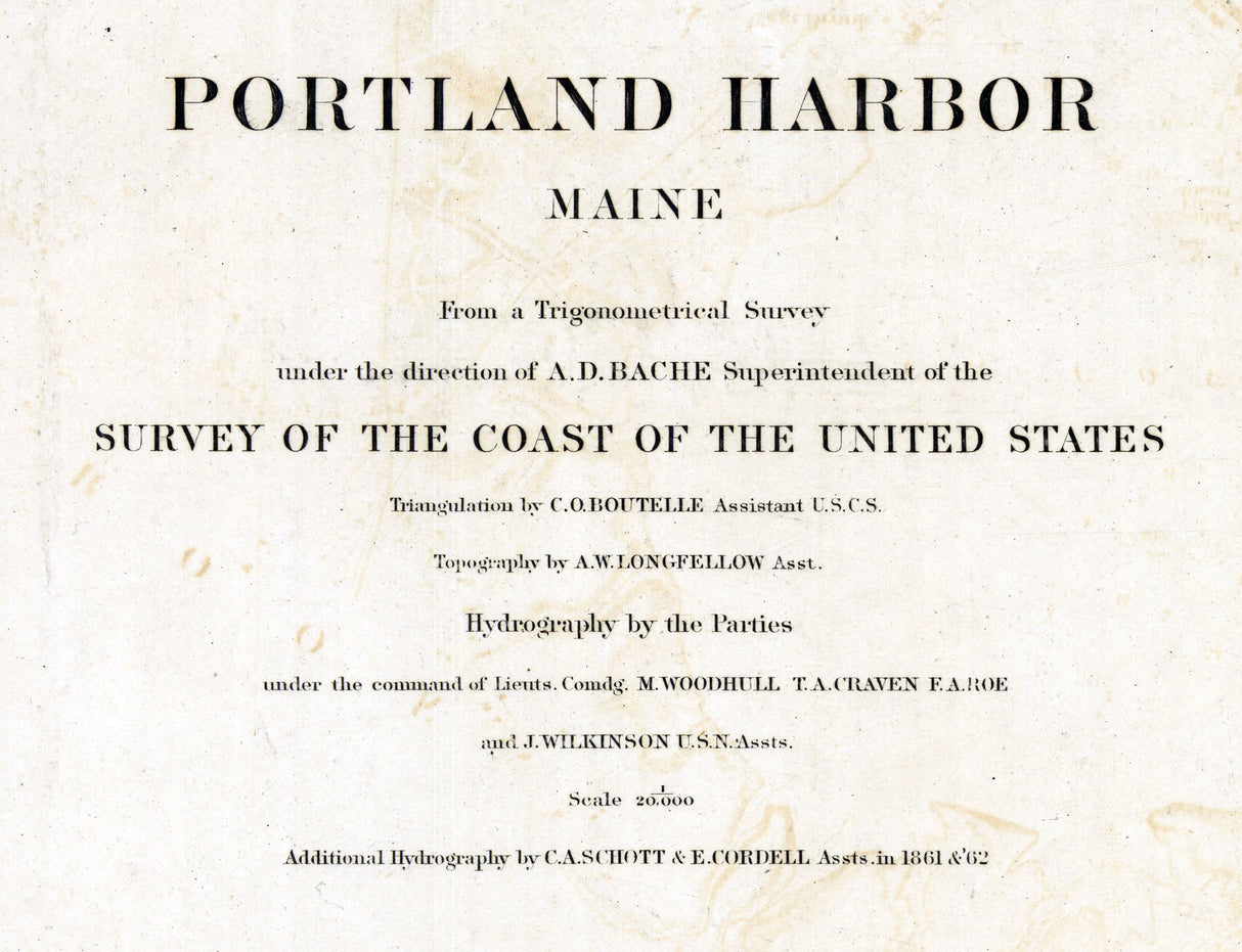 1871 Nautical Chart of Portland Harbor Maine