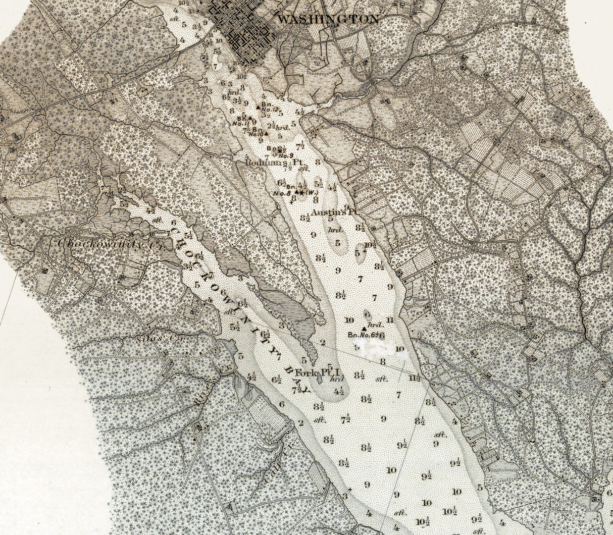 1873 Nautical Chart of Pamplico River North Carolina