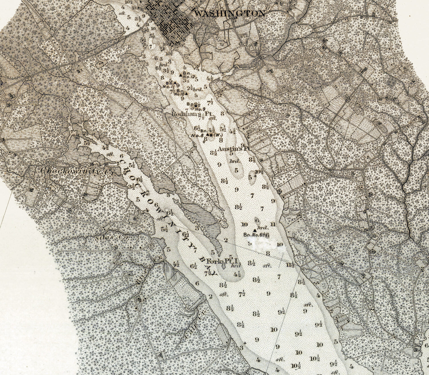 1873 Nautical Chart of Pamplico River North Carolina