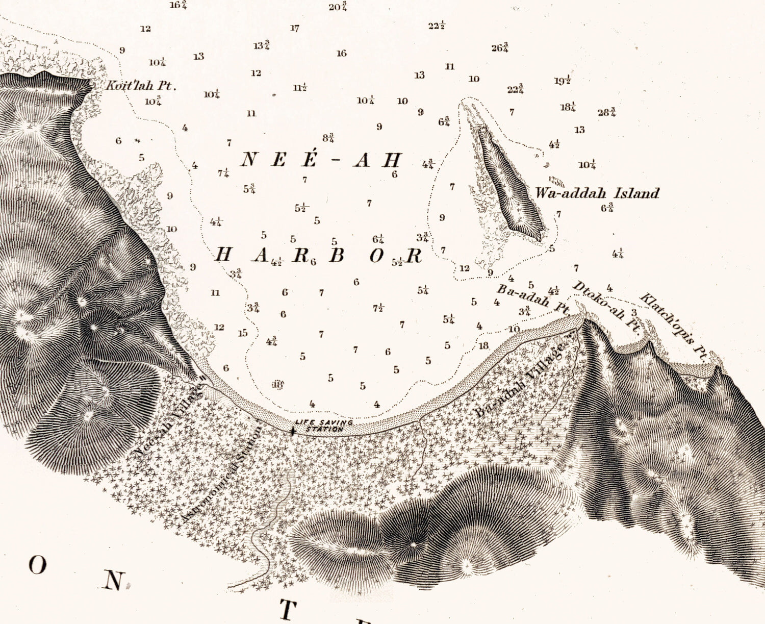 1887 Nautical Chart of Cape Flattery and Nee-ah Harbor Washington