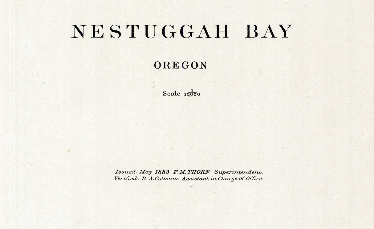 1888 Nautical Chart of Nestuggah Bay Oregon