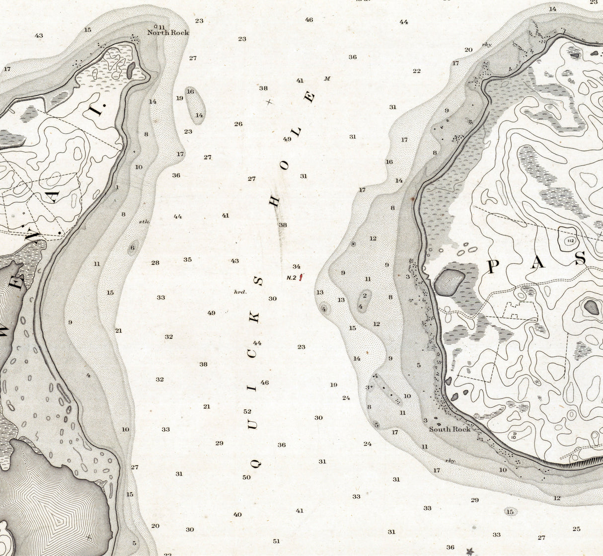 1892 Nautical Chart of Robinsons Hole and Quicks Hole Massachusetts