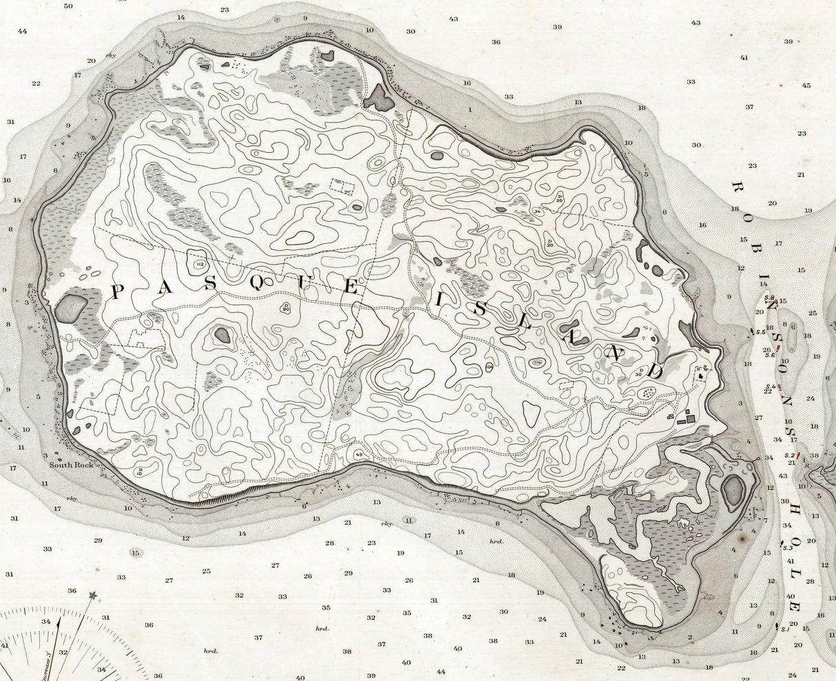 1892 Nautical Chart of Robinsons Hole and Quicks Hole Massachusetts