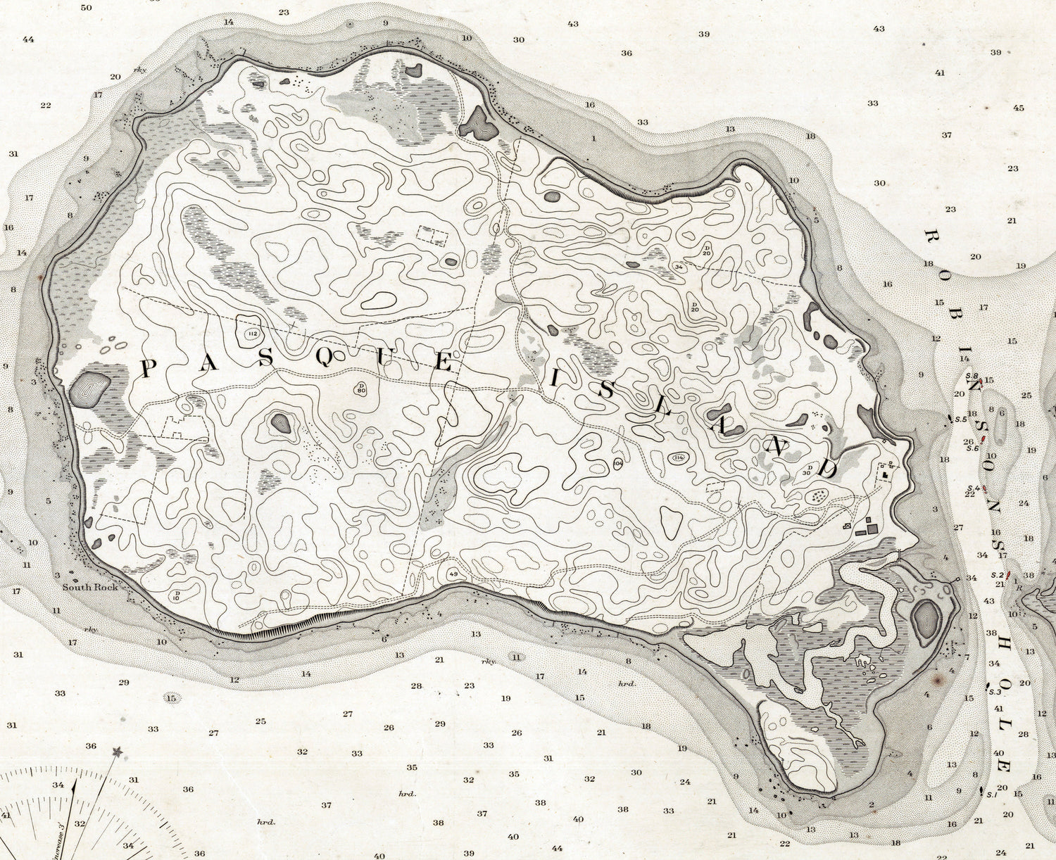 1892 Nautical Chart of Robinsons Hole and Quicks Hole Massachusetts