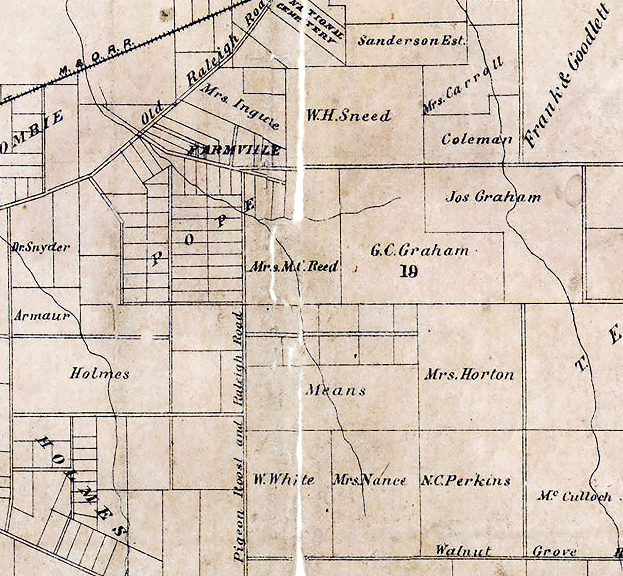 1871 Map of Memphis Tennessee and Suburbs
