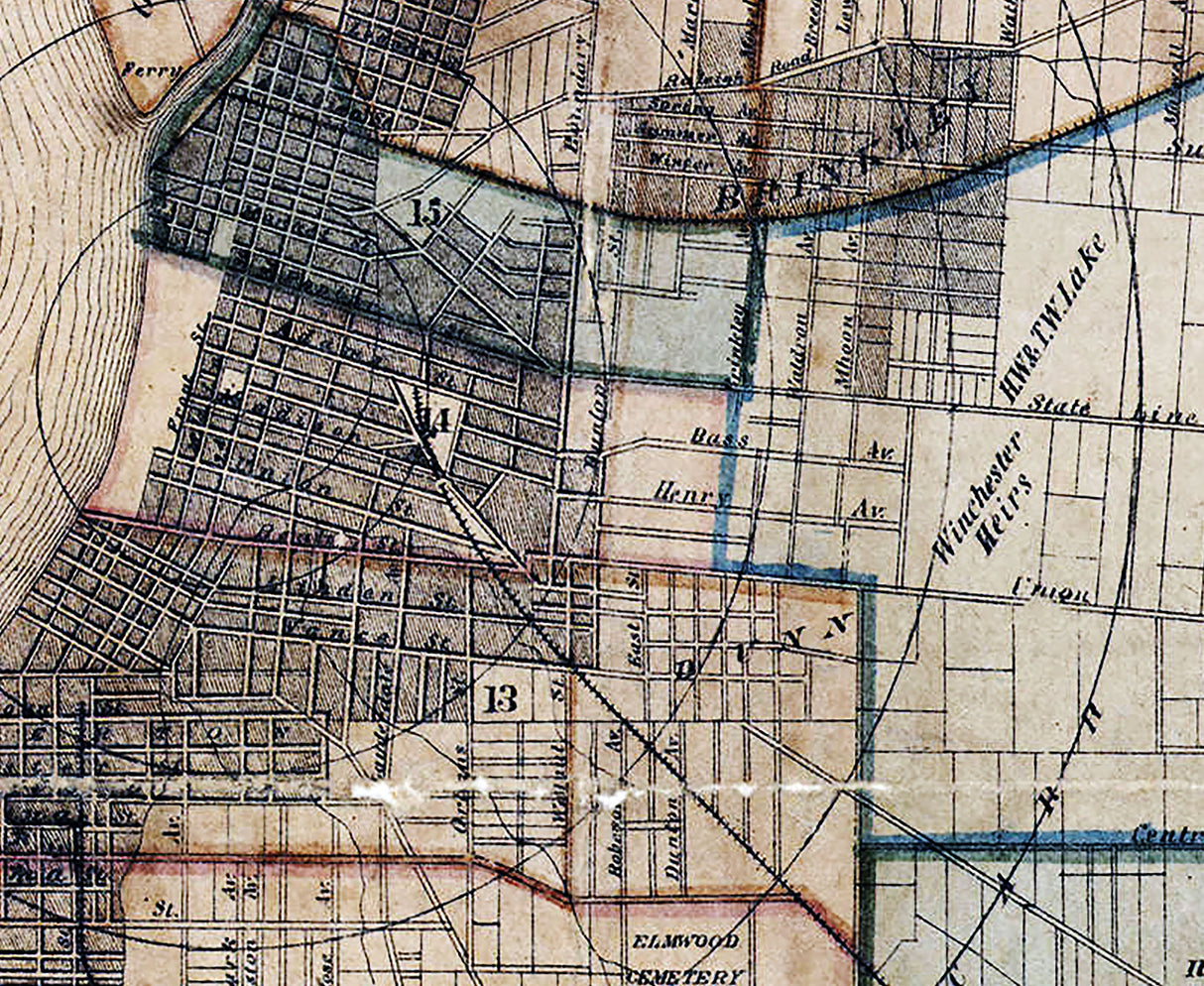 1871 Map of Memphis Tennessee and Suburbs