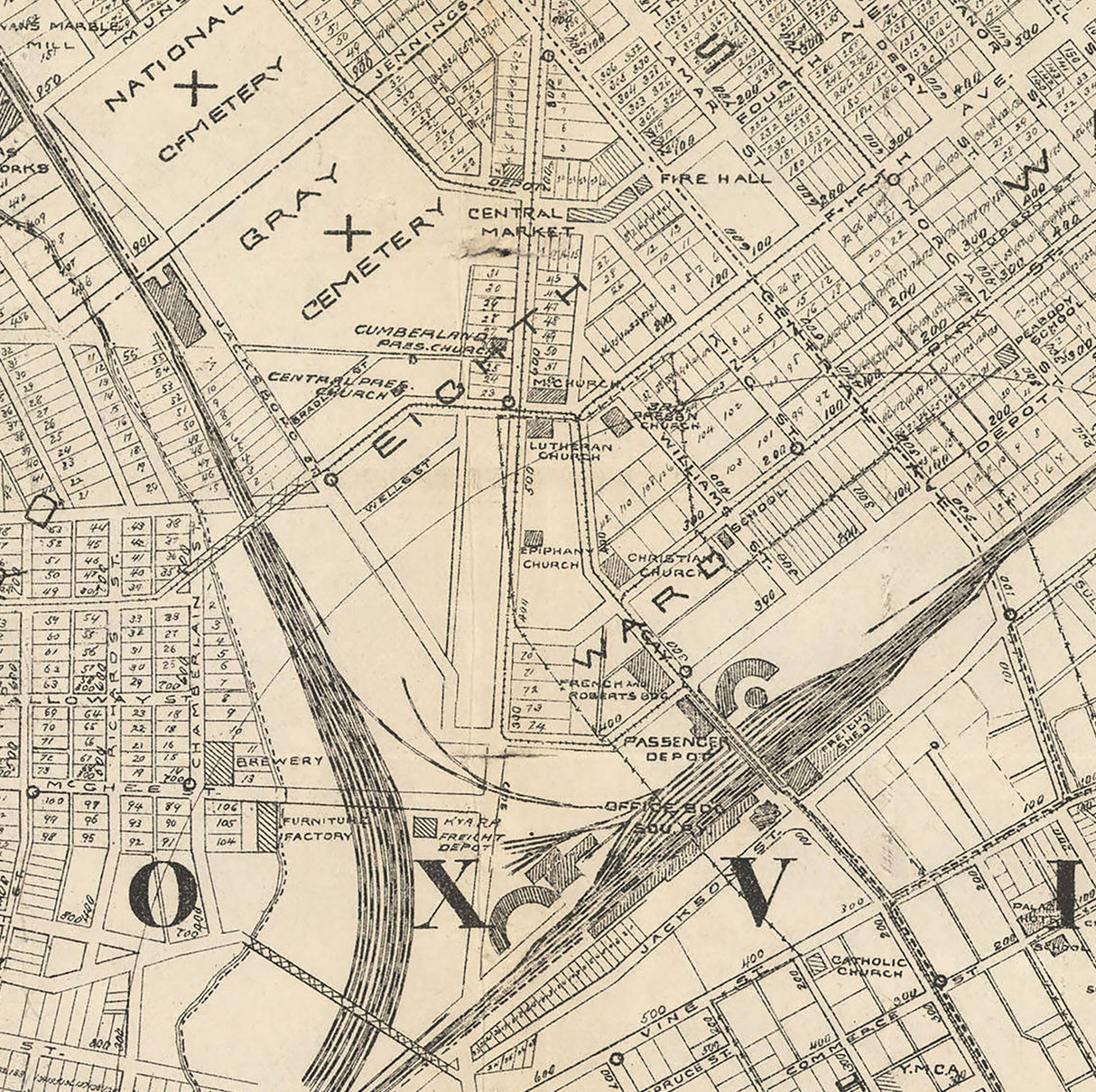 1895 Map of Knoxville Tennessee