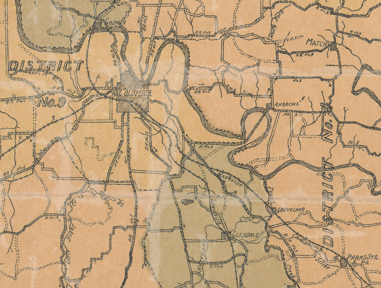 1905 Map of Maury County Tennessee