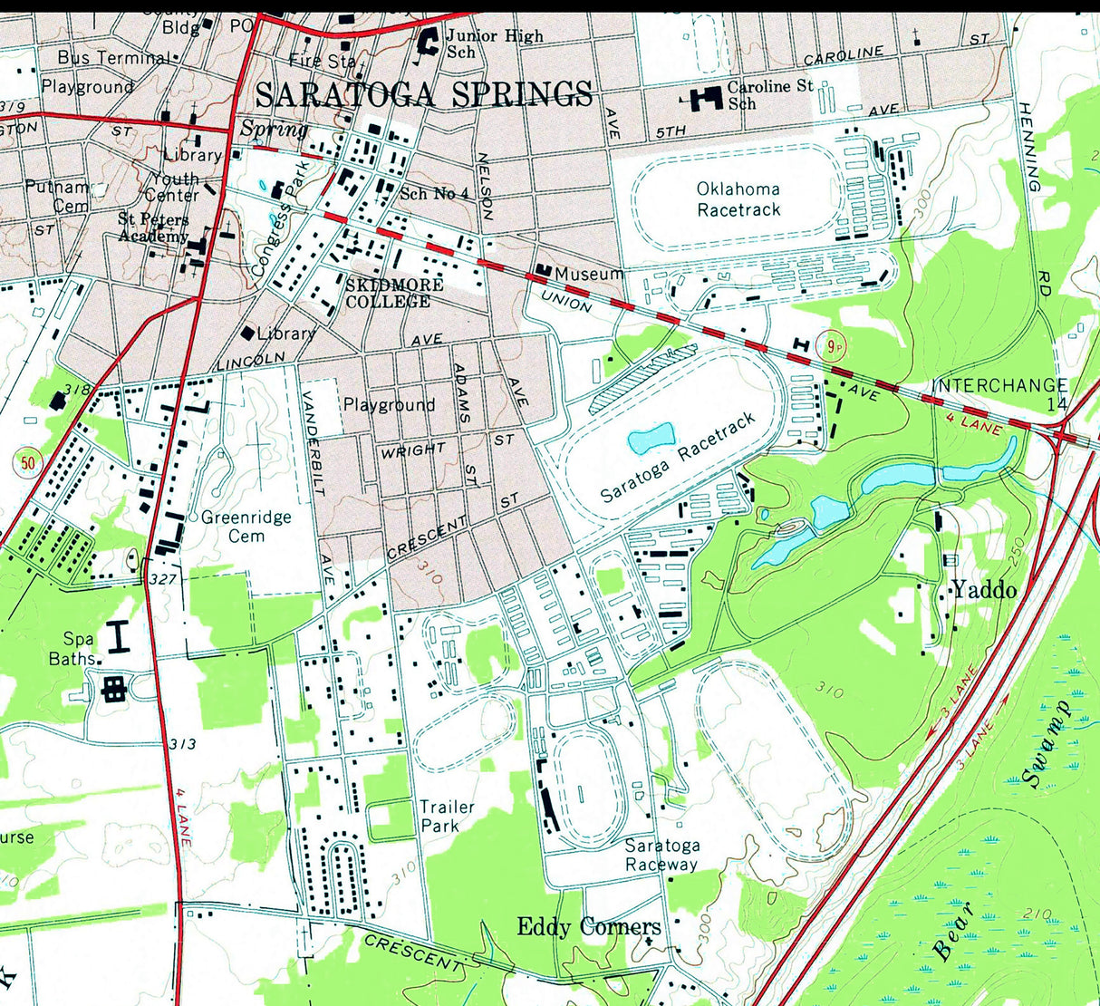 1970 Map of Saratoga Lake New York