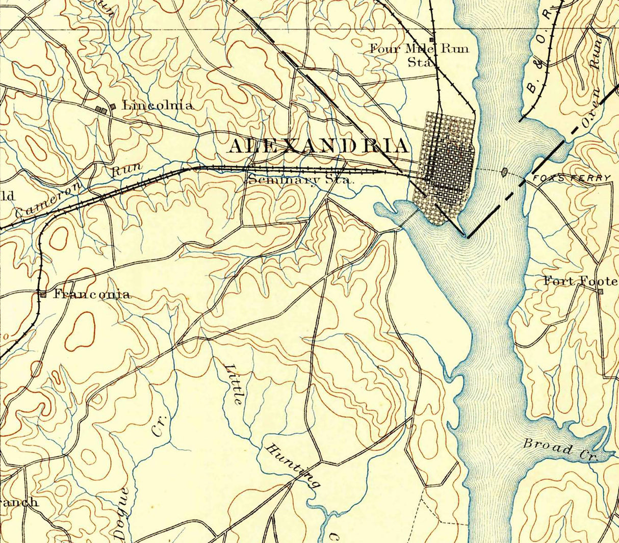 1891 Topo Map of Mt Vernon Virginia Fairfax Alexandria