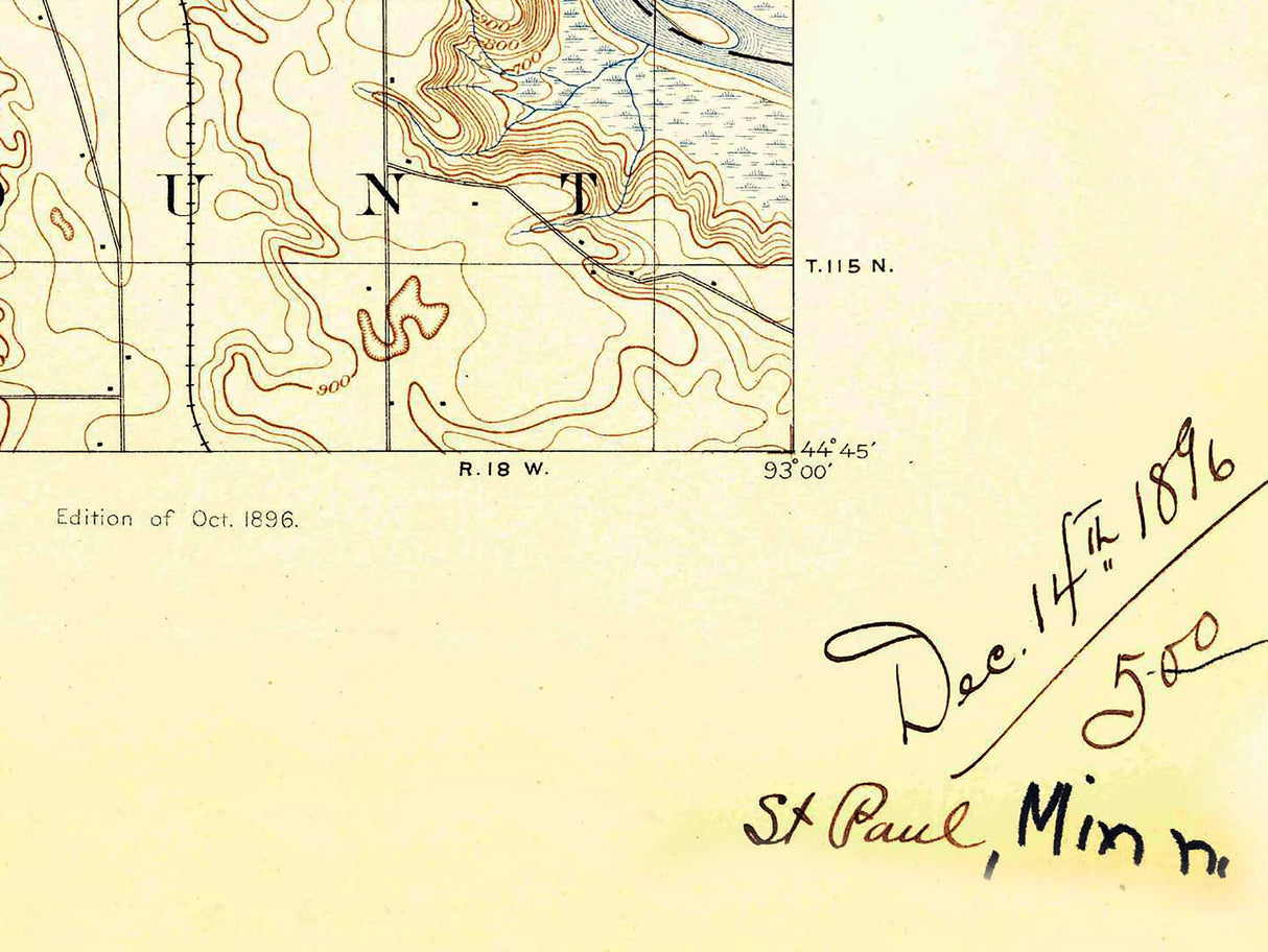 1896 Topo Map of Saint Paul Minnesota