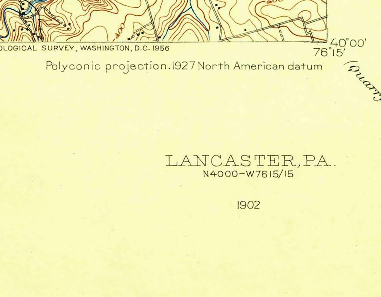 1902 Topo Map of Lancaster Pennsylvania