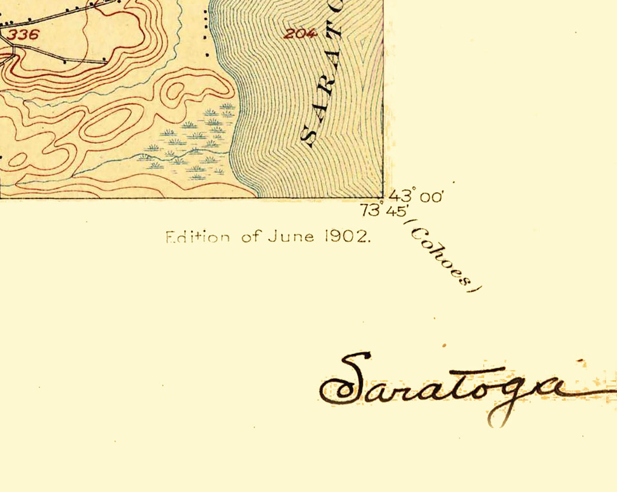 1902 Topo Map of Saratoga New York Saratoga Springs
