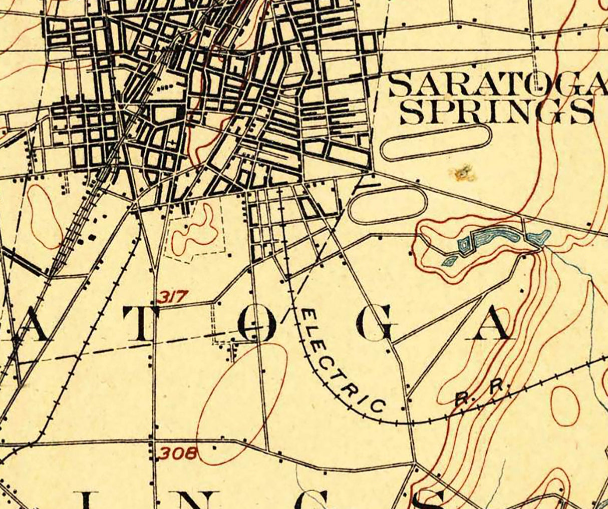 1902 Topo Map of Saratoga New York Saratoga Springs