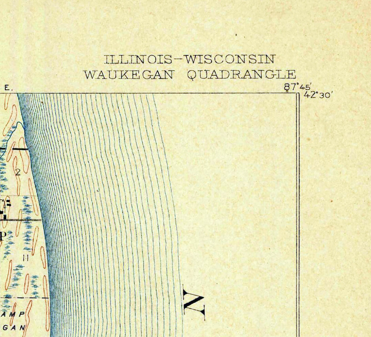 1908 Topo Map of Waukegan Illinois Libertyville