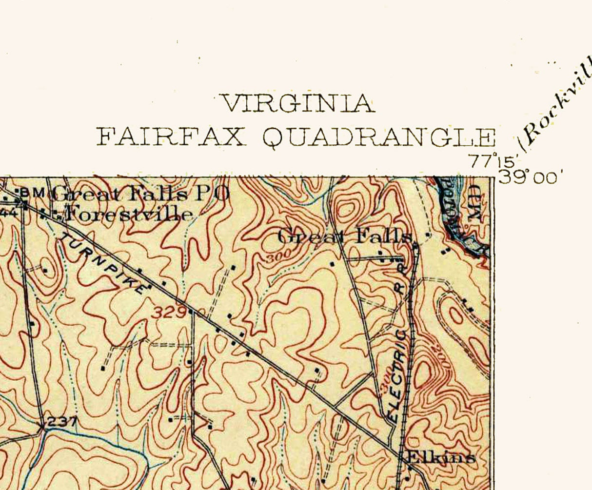 1915 Topo Map of Fairfax Virginia