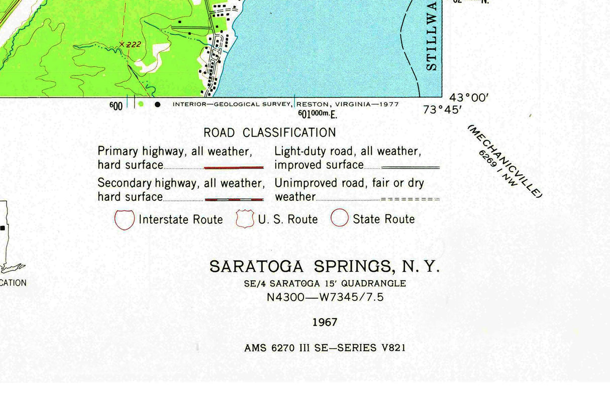 1967 Topo Map of Saratoga Springs New York