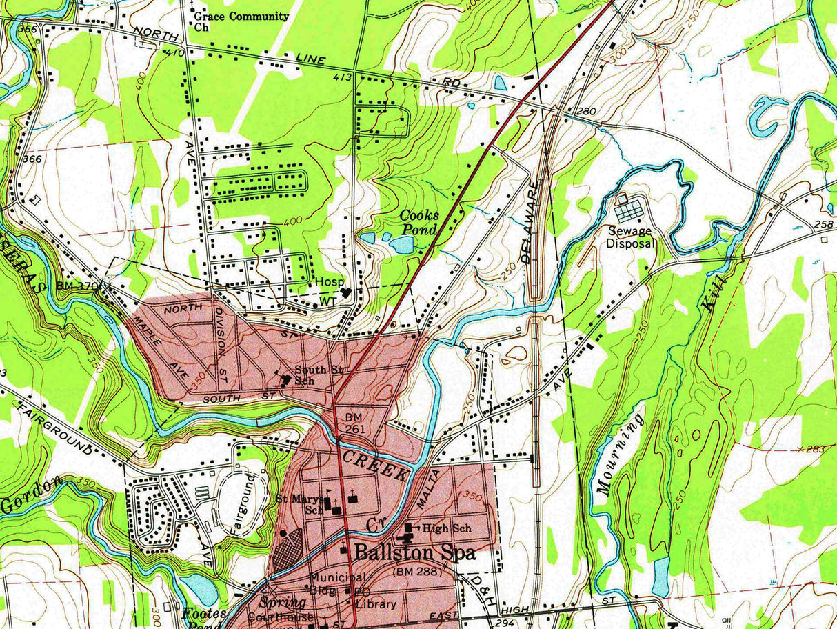 1967 Topo Map of Saratoga Springs New York