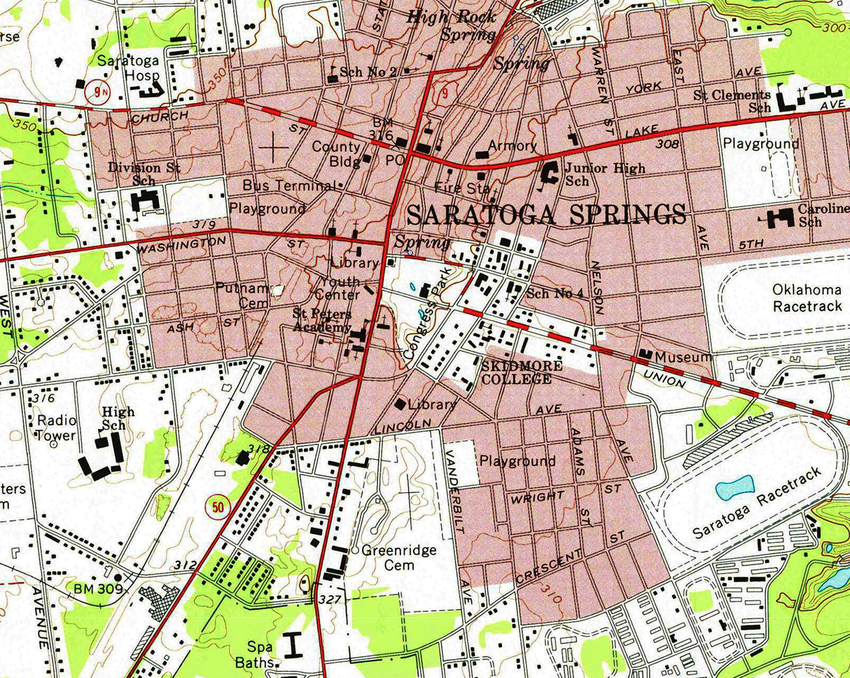 1967 Topo Map of Saratoga Springs New York