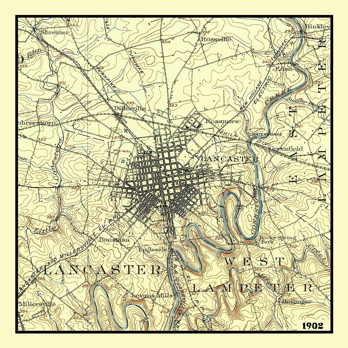 1902 Map of Lancaster Pennsylvania