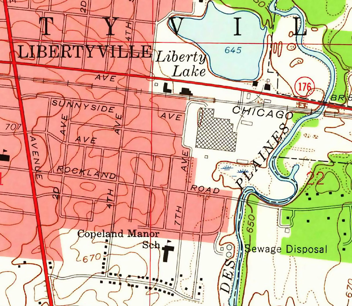 1960 Map of Libertyville Illinois