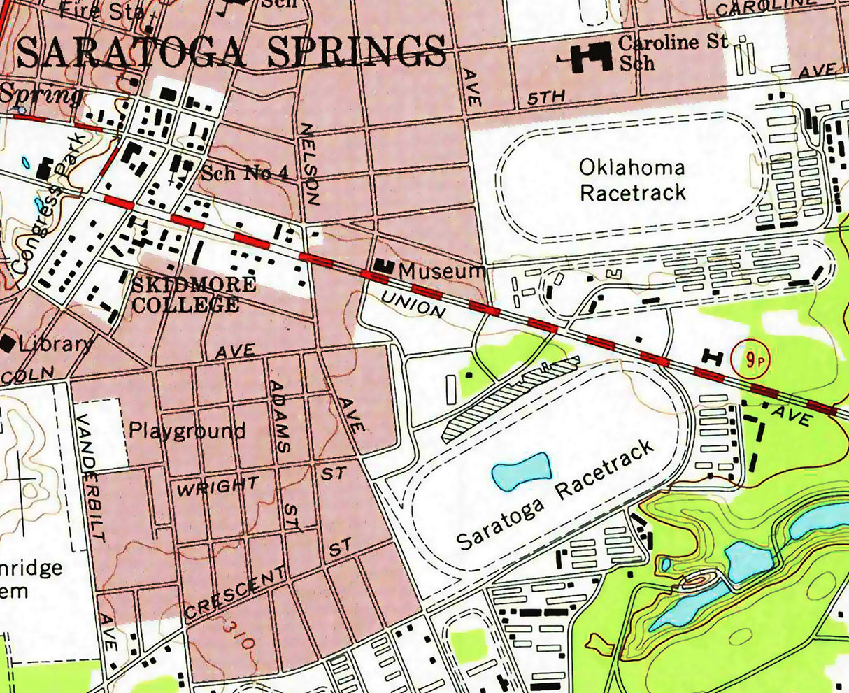 1967 Town Map of Saratoga Springs New York