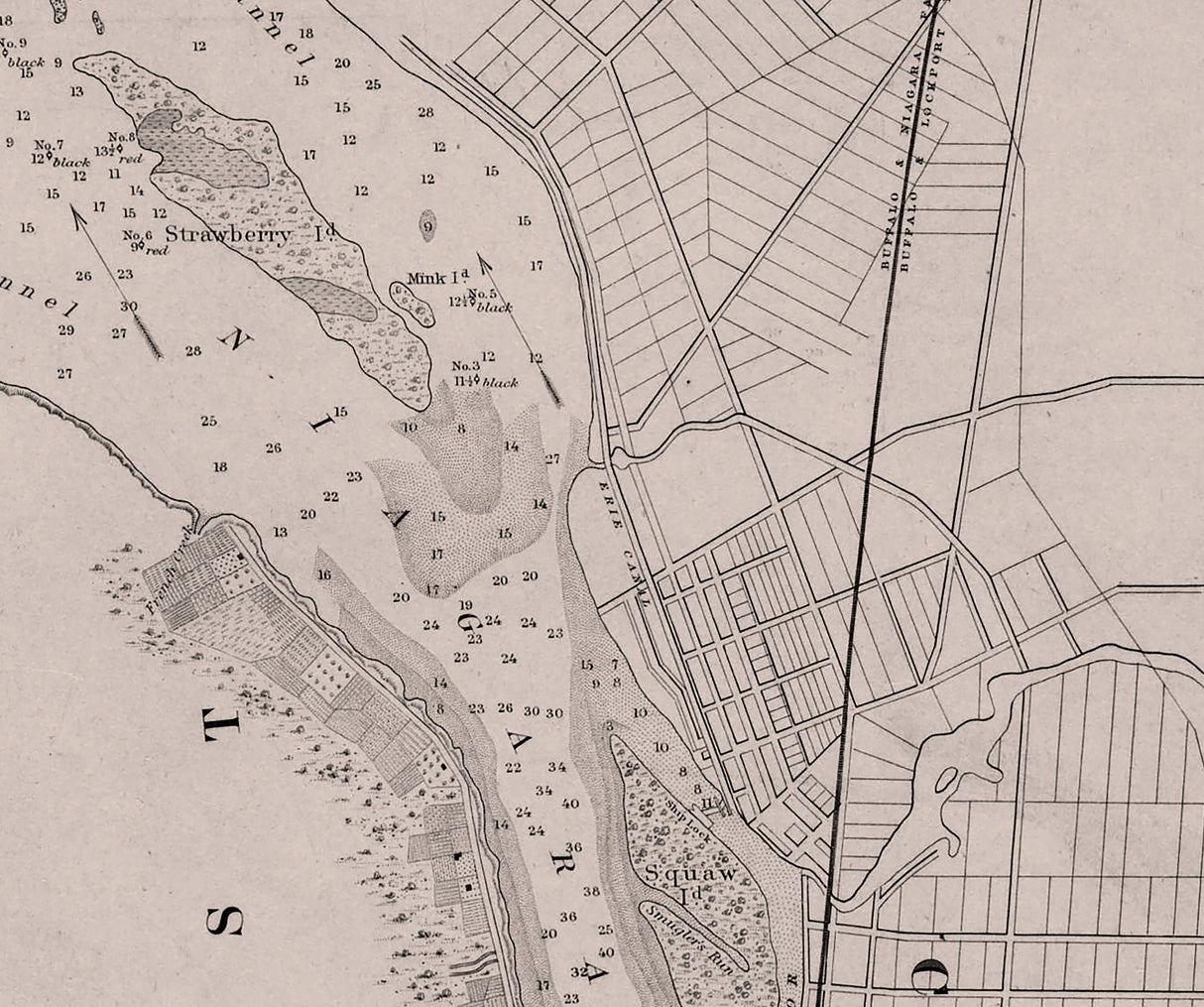 1856 Nautical Chart of the Buffalo Harbor New York Lake Erie