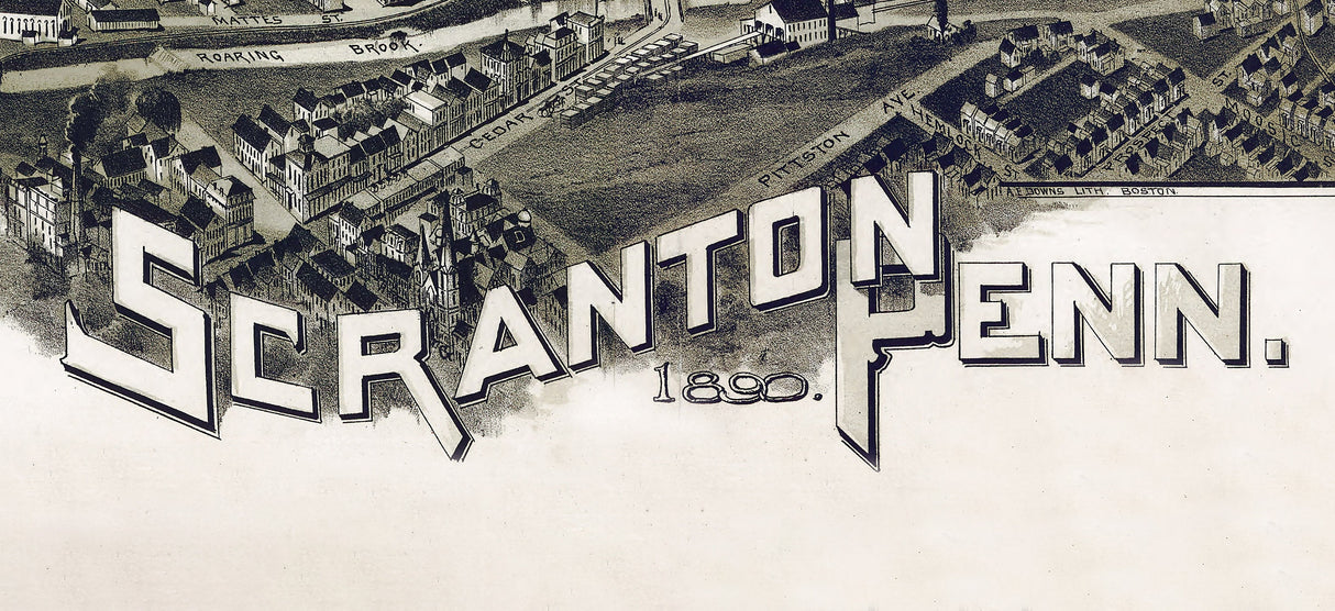 1890 Panoramic Map of Scranton Pennsylvania