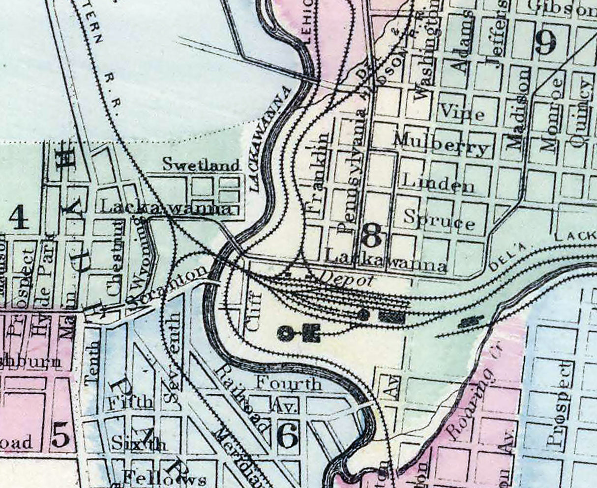 1884 Map of Scranton Pennsylvania