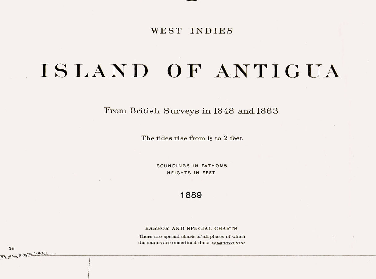 1889 Map of the Island of Antigua
