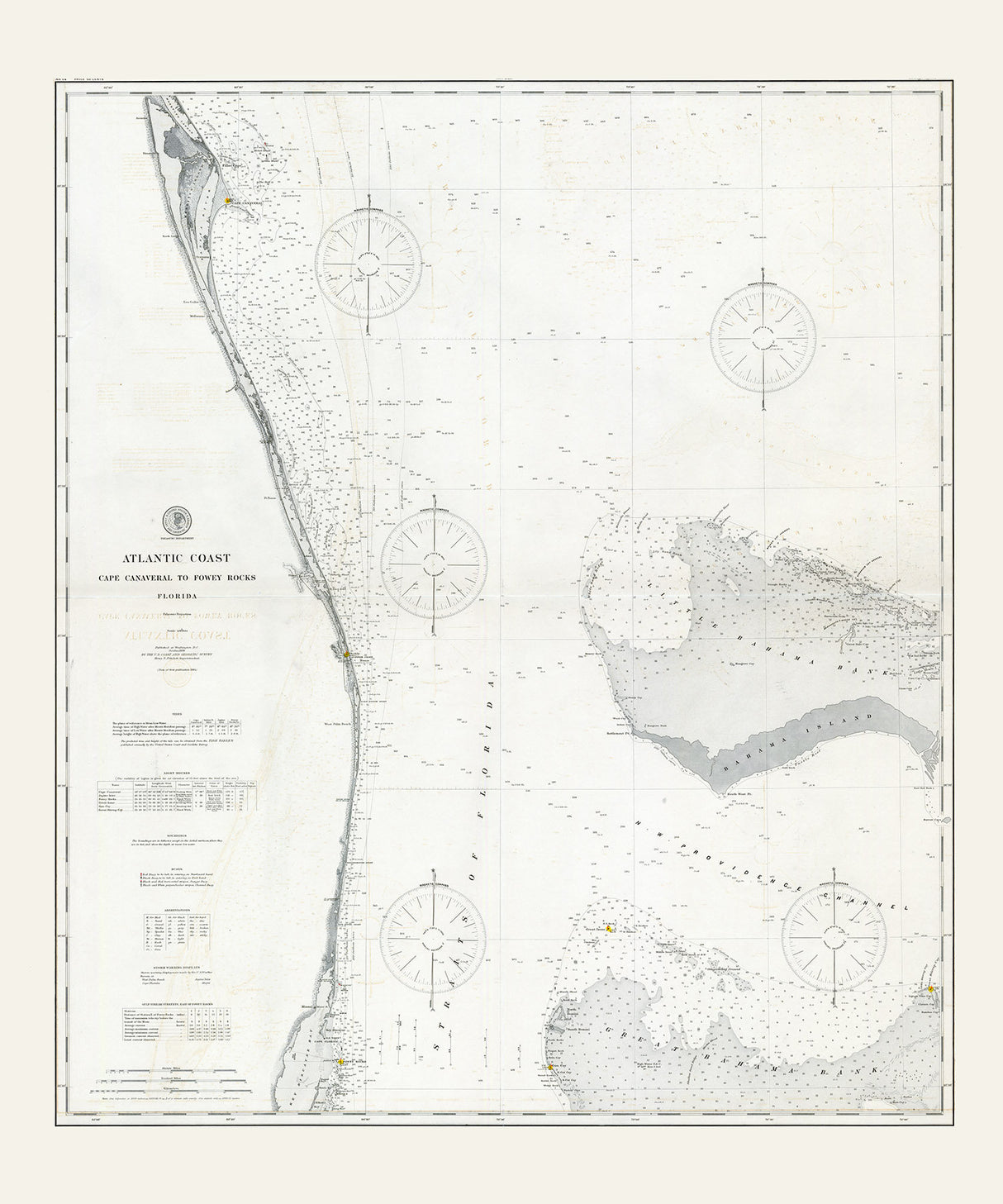 1900 Nautical Chart of Cape Canaveral to Fowey Rocks Florida and Bahamas