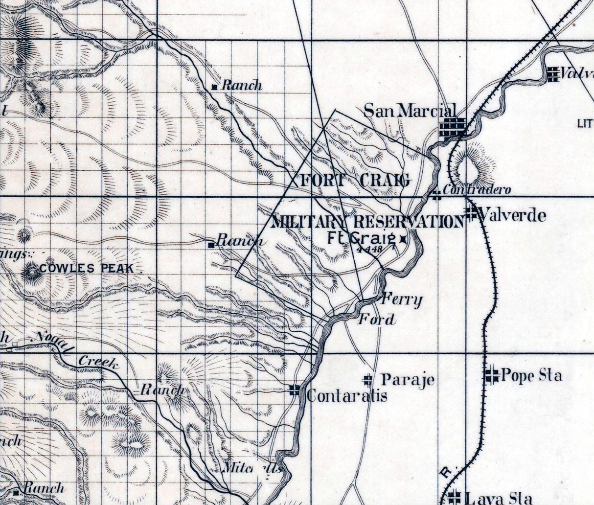 1800s Map of Socorro County and Grant County New Mexico