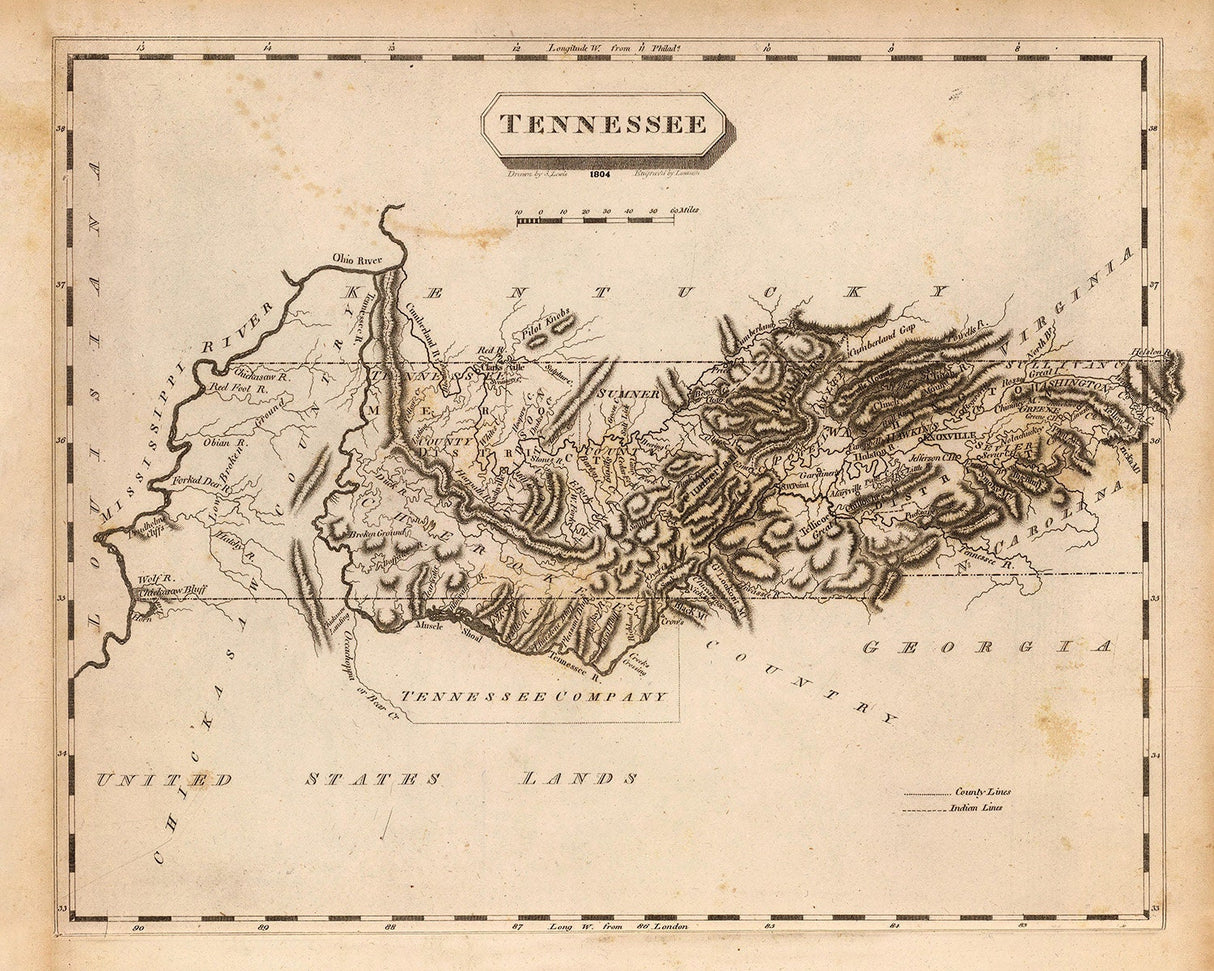 1804 Map of Tennessee