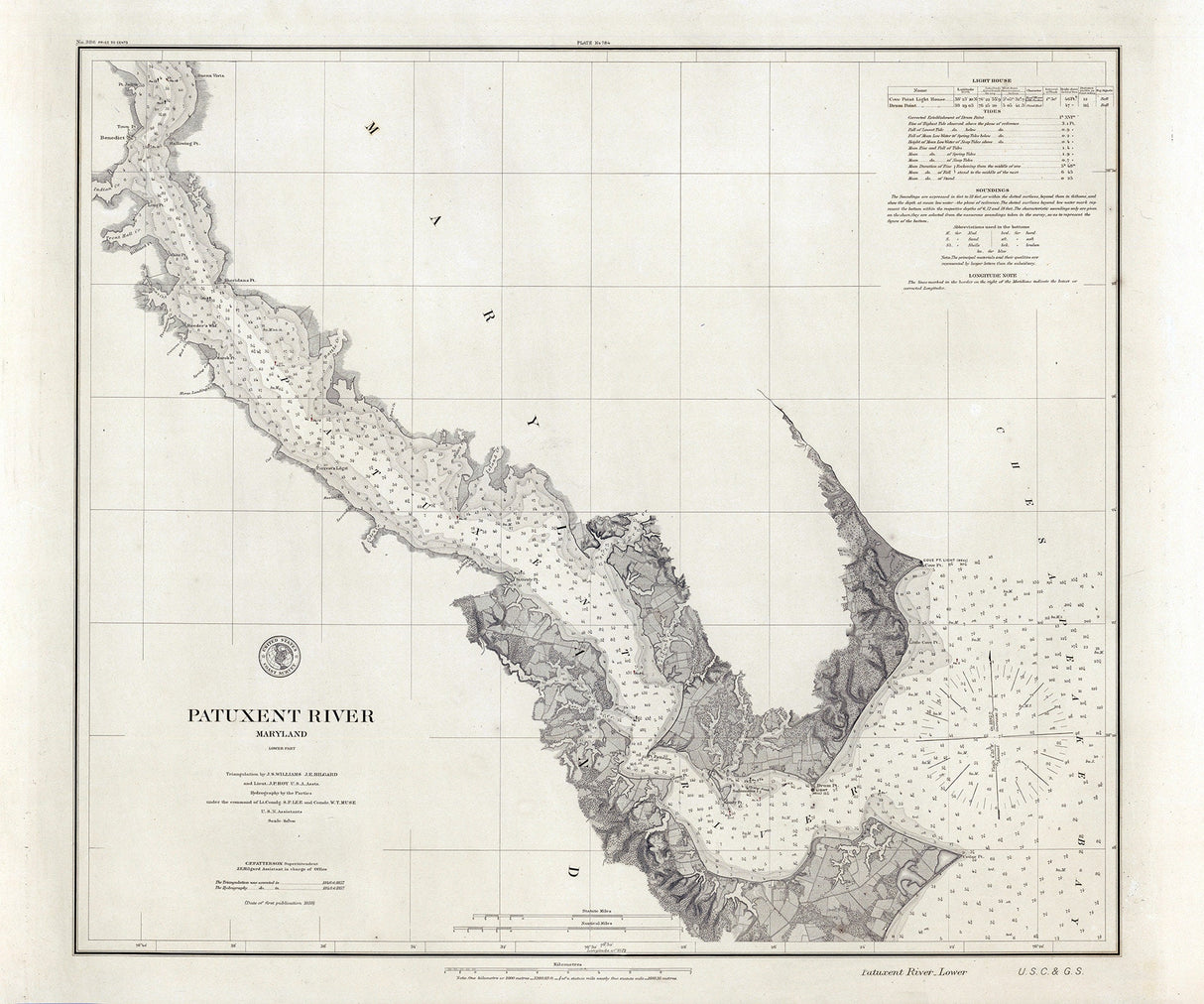 1859 Nautical Chart of Patuxent River Maryland Chesapeake Bay