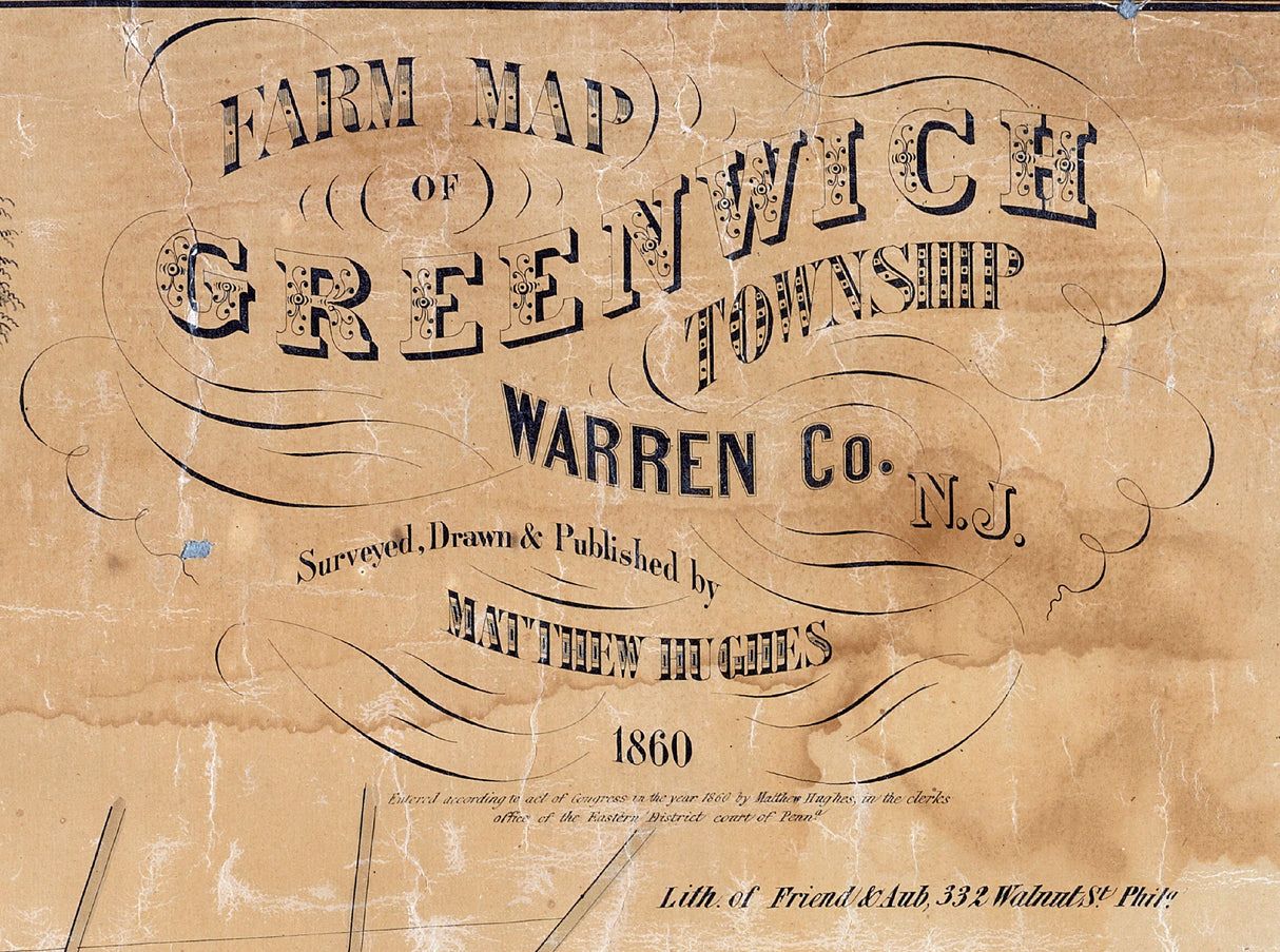 1860 Map of Greenwich Township Warren County New Jersey
