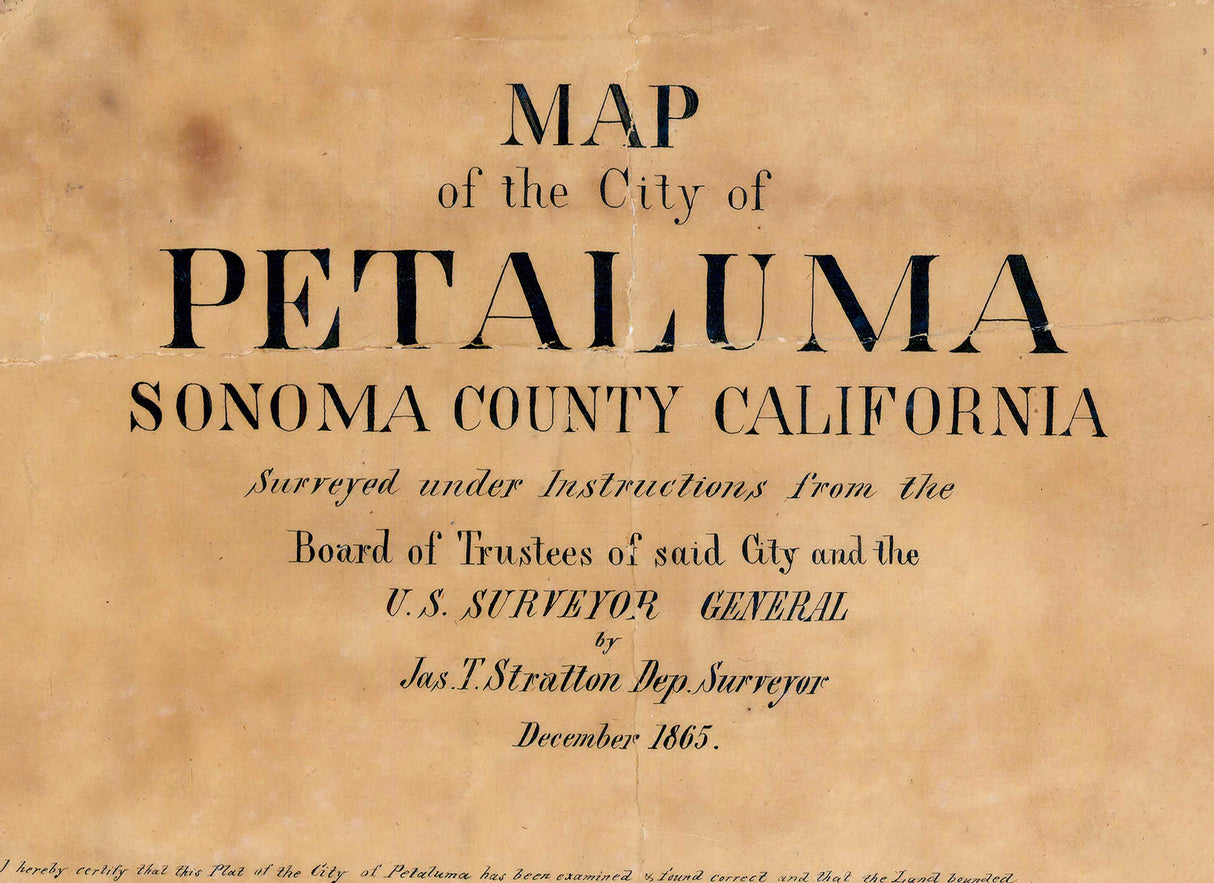 1865 Map of Petaluma Sonoma County California