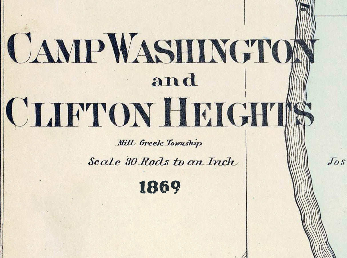 1869 Map of Camp Washington and Clifton Heights Hamilton County Ohio