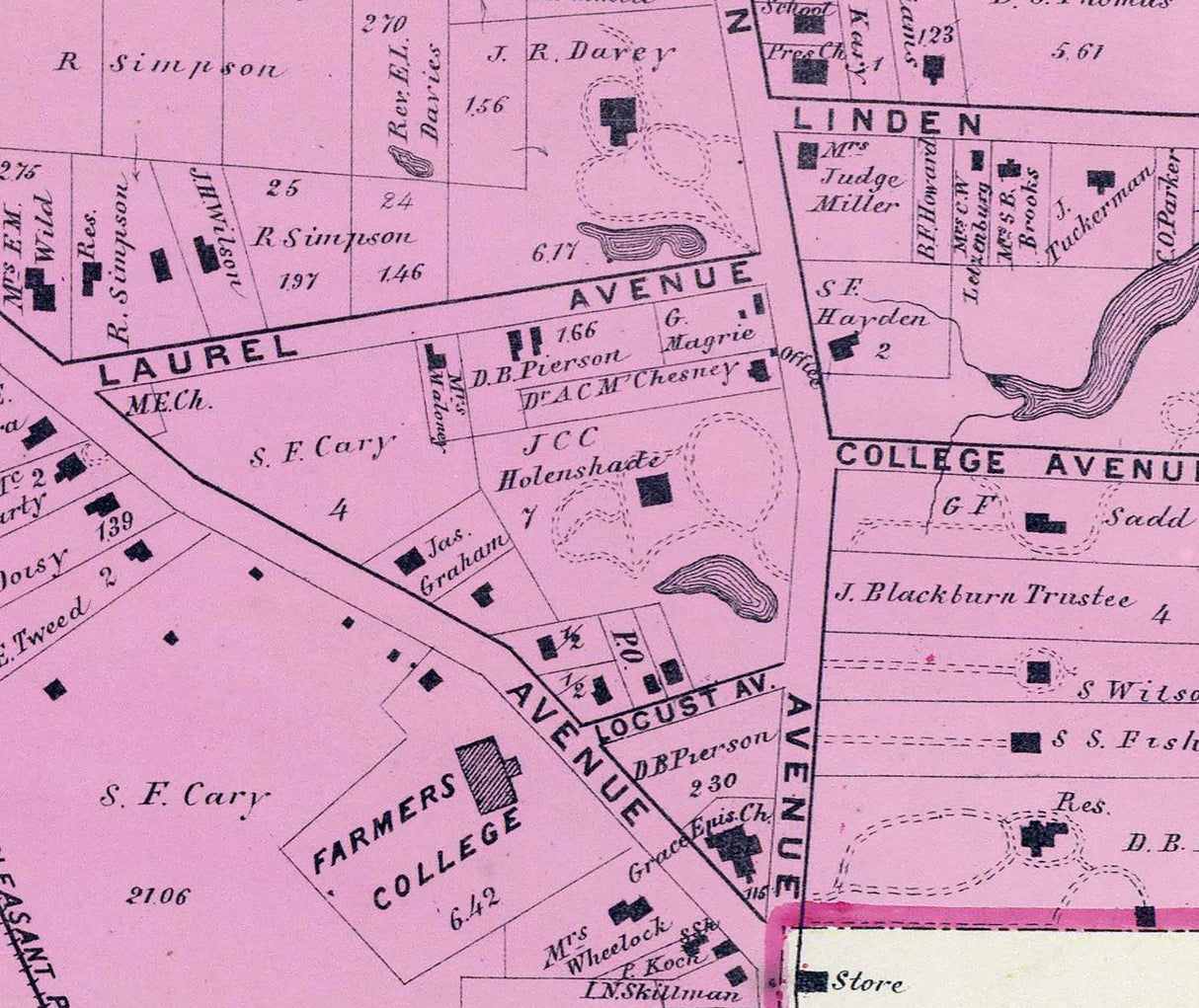 1869 Map of College Hill Hamilton County Ohio