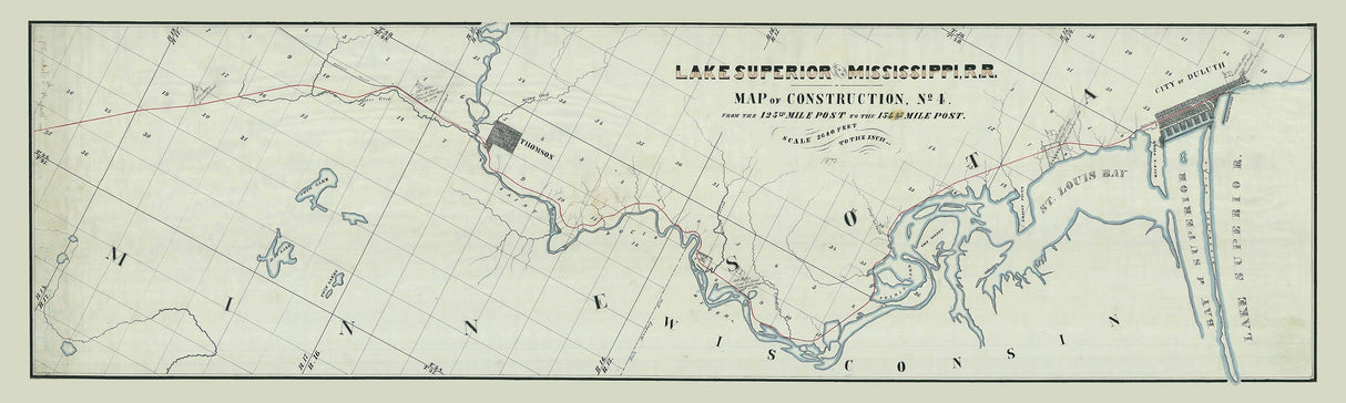 1873 Map of the Lake Superior and Mississippi Railroad