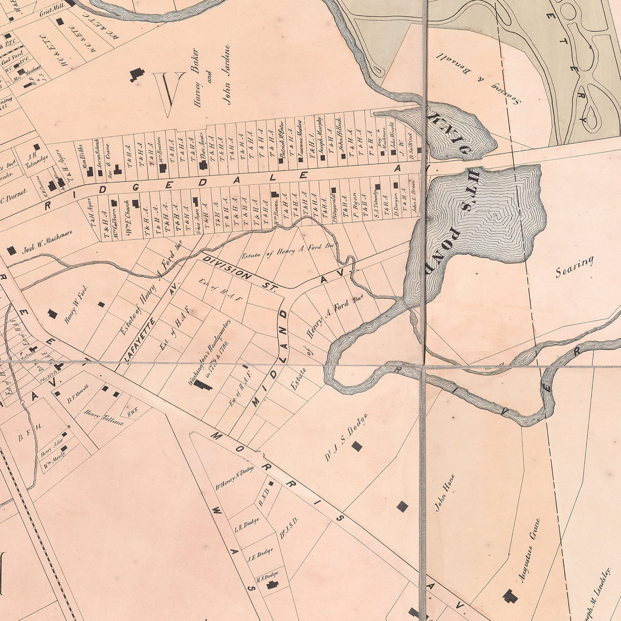 1874 Map of Morristown Morris County New Jersey