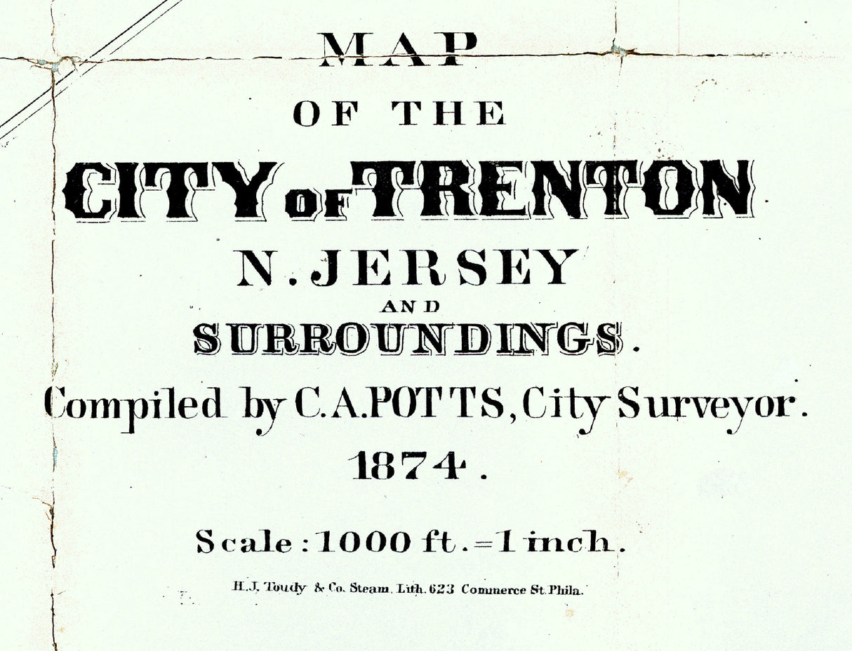 1874 Map of Trenton New Jersey