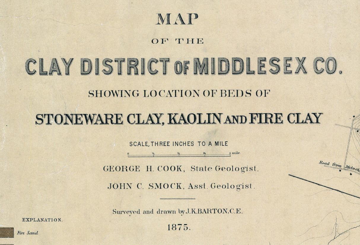 1875 Map of Clay District of Middlesex County New Jersey