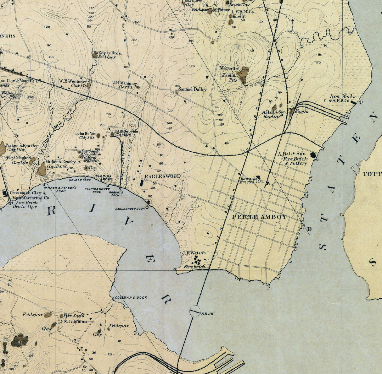 1875 Map of Clay District of Middlesex County New Jersey