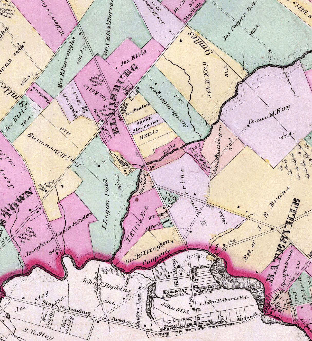 1877 Map of Delaware Camden County New Jersey