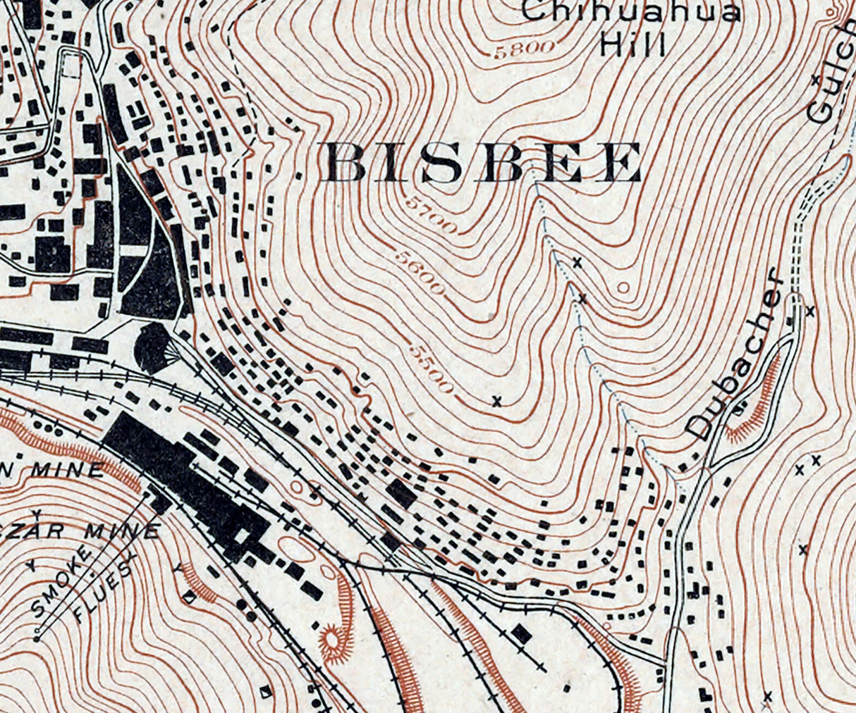 1902 Map of Bisbee Cochise County Arizona